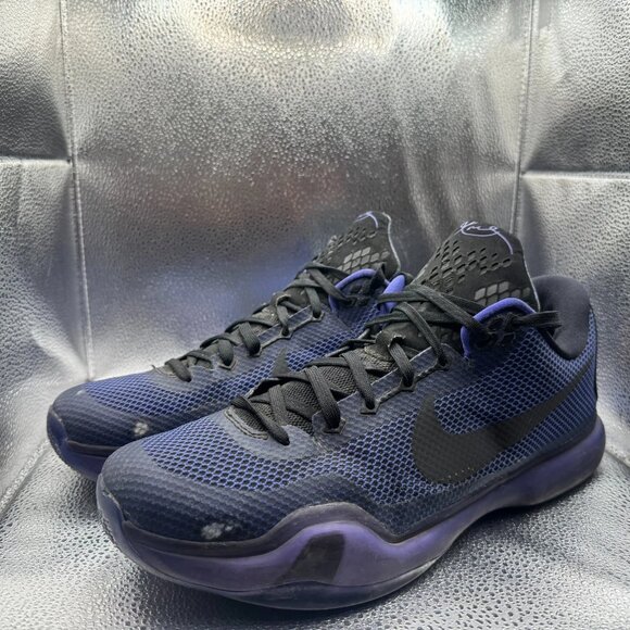 Size 13 Nike Kobe 10 Blackout Blue Mens Lace Up Basketball‎ Shoes 705317-005 main image 4
